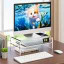 Egchi Clear Acrylic Monitor Stand Riser 2 Tier, 5.12 Inches High Clear Computer Desk Organizer Shelf for Multi Media PC Storage Laptop