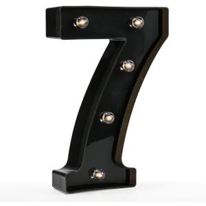 Light Up Black Alphabet Marquee Number Sign LED Marquee Number Lights Sign for Night Light Home Bar Christmas Lamp Birthday Party Wedding Decoration 7