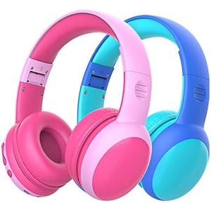 gorsun Kids Bluetooth Headphones, Portable Wireless Headset for Kids, Bluetooth 5.3, Over-Ear Toddler Headphones with Microphone, 85dB Volume Limited, 40 Hours Playtime (Pink+Blue)