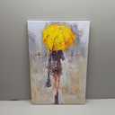 Abstract Canvas Painting A Rainy Walk Girl with Yellow Umbrella Wall Art Modern Artwork for Office Home Decoration (24"L x 16"W)