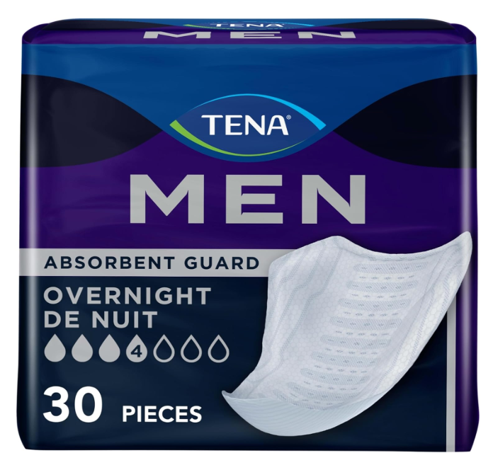 Tena Men Overnight Incontinence Protective Guard, Bladder Control, Discrete, Overnight Absorbency, 30 Count