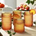 Vintage Hobnail Driinking Glasses Set, Glassware Drinking Set of 8, 12 oz Highball Glasses & 10 oz Cocktail Glasses, Tumbler Glasses for Cocktails, Whiskey, Juice, Milk (Amber)