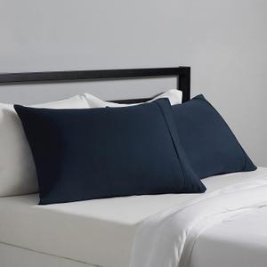 Amazon Basics Standard Pillowcases Set of 2 - Lightweight, Super Soft Easy Care Microfiber, Navy Blue, 30" L x 20" W