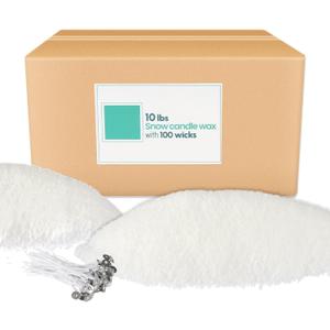 pliadvbu 10 lb Wax Sand DIY Pearl Candle Kit, 100 Candles Wicks, Natural Pearl Wax, Reusable, Unscented Powder Candles for Candle Making, Weddings and Parties