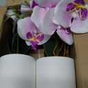 XONOR Artificial Orchid Flowers, 2 Pieces Potted Fake Orchids with Plastic Vase for Table Centerpiece Home Decor Office Wedding Party Decoration (Purple)