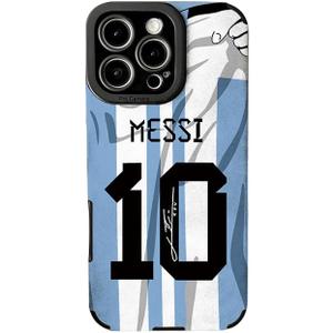 Slrioks MESSl Jersey Phone Case Creative Soccer Case for iPhone 16 Pro Max Thin Soft Imitation Leather Shockproof