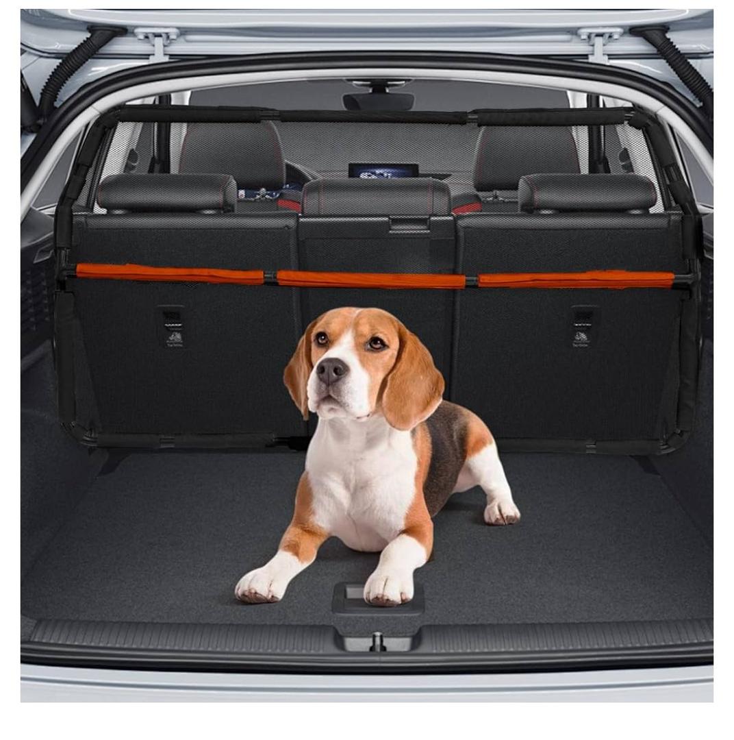 Dog Barrier for Car, 50" Wide SUV Dog Barrier for Cargo Area & 2nd 3rd Row Seats, Sturdy Dog Barrier for Small SUV & Truck with See-Through Net Mesh, Back Seat Divider for Mid-Sized Vehicle