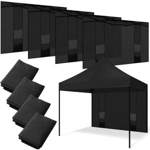 Windyun 4 Pcs Canopy Sidewalls 10x10 with 4 Pockets Instant Canopy Tent Sidewalls for Pop up Canopy with 210D Oxford Cloth, UV Protection Waterproof for Outdoor Camping, 4 Pcs Sidewalls Only(Black)