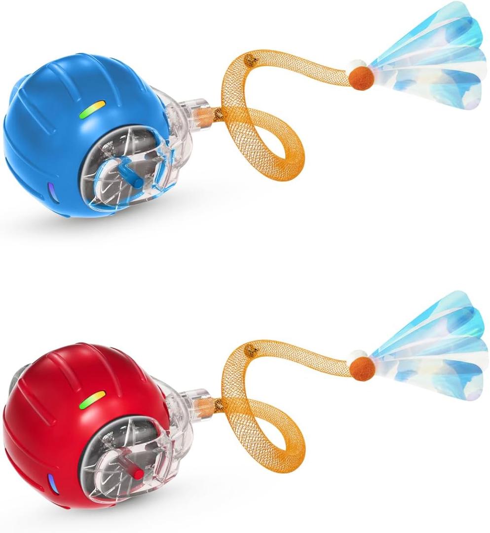 2 PCS Interactive Cat Toys Balls for Indoor Cats,Agile Moving Cat Ball with Elastic Mesh Tail,Motion-Activated,Automatic Kitten Toys for Bored Cats