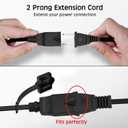 2 Prong Extension Power Cord 25 FT, Elecan US AC Male to Female Power Cable 125V 10A ETL Listed Outlets for NEMA 1-15P to NEMA 1-15R with Waterproof Safety Plug Cap+ Ties- Polarized