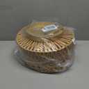 SineRise Rattan Ceiling Light Fixtures (12-Inch, LED Bulb Included), Hand-Woven Boho Flush Mount Ceiling Light, Rattan Chandelier for Hallway Kitchen Farmhouse Foyer Entryway Living Room(Gold)