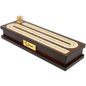 Regal Games Cribbage Board Game Set with Card Storage, Wooden Board & 9 Metal Pegs - Unique Luxury Classic Board Games - Ideal for 2-4 Person