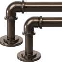 OLV 2 Pack Bronze Industrial Curtain Rods for Windows 28 to 48Inch(2.3 to 4 Feet), 1 Inch Diameter Blackout Wrap Around Adjustable Heavy Duty Window Drapery Rods, Indoor and Outdoor