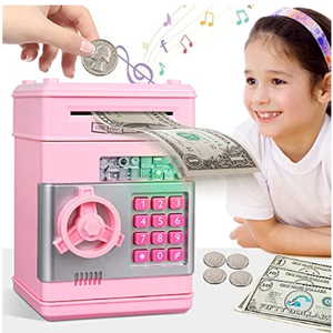 Kids Piggy Bank for Girls - Toys for 5 6 7 8 9 10 Year Old Girl Birthday Gifts - Electronic Piggy Bank ATM Machine Money Safe for Kids Toys Age 6-8-10
