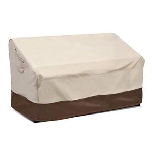 VAILGE 2-Seater Heavy Duty Patio Deep Bench Loveseat Cover,100% Waterproof Outdoor Deep Sofa Cover, Lawn Patio Furniture Covers with Air Vent, Medium (Deep), Beige & Brown