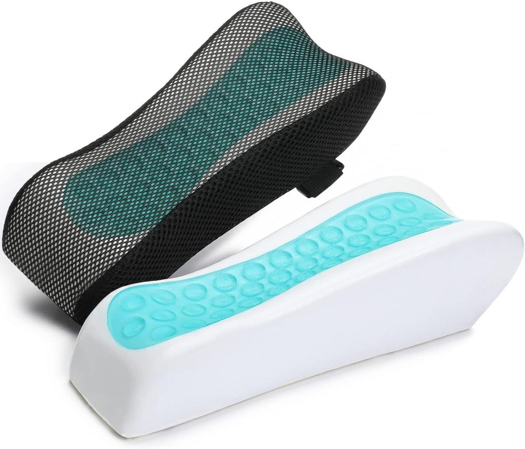 Chair Ergonomic Armrest Cooling Gel Pads Elbow Pillow Pressure Relief Office Chair Gaming Chair armrest with Memory Foam armrest Pads 2-Piece Set of Chair (Gel+ Memory Foam)
