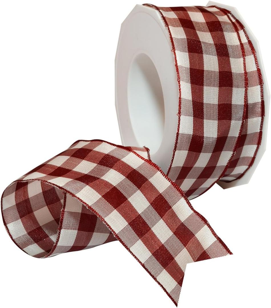 Morex Ribbon Karo Wired Ribbon, 1-1/2" by 22 yd, Burgundy