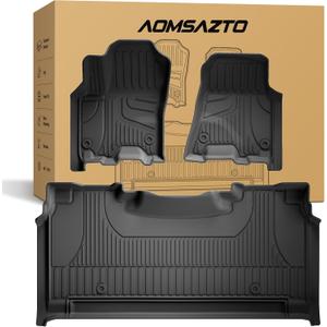 Floor Mats Fit for 2025 2026 Dodge Ram 1500 Crew Cab(with Rear Under-Seat Factory Storage Bucket Seat) - Custom Fit All Weather Protection TPE Anti-Slip Floor Liners 1st & 2nd Row Full Set Car Mats