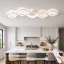 39.37 Inch Modern LED Ceiling Light Fixture, 60W Flush Mount Ceiling Light, 3000K-6000K Adjustable Color Temperature, 5 Square Design, White