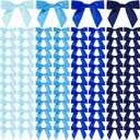 Christmas Twist Tie Bows, 100 Pcs Satin Twist Tie Bows for Treat Bag Satin Ribbon Tie Bows for Tying Up Packages Present Bags Bakery Candy Bags Decorating Ribbon Bow Gift Wrap Bows (Mix Blue)