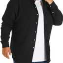 HOdo Big and Tall Mens Cotton Button Down Shirt (Black, XXXL)