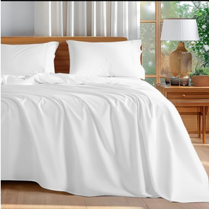 Shilucheng 100% Cotton Queen Size Sheets Set - 600 Thread Count，Luxury Egyptian Cotton Bed Sheets，5-Star Hotel Quality Sheets, Breathable & Cooling, 16 Inch Deep Pocket - 4 Piece (White, Queen)