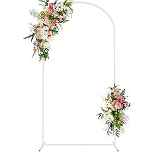 Wokceer Wedding Arch Backdrop Stand 7.2 FT White Metal Chiara Backdrop Stand for Wedding Ceremony Photo Booth Outdoor Indoor Birthday Party Garden Floral Balloon Arch Decoration