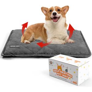 Mora Pets Self Heating Cat Bed Self Warming Cat Ped Ultra Warm Thermal Pet Bed Mat 30 x 21 Inches with Removable Cover Outdoor Indoor for Cats and Small Medium Dogs Machine Washable (Suede Grey)