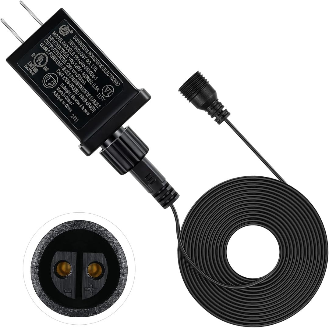 Feekoon 29V 6W Class 2 LED Christmas Tree Replacement Plug, 9.8ft Power Cord Extension Supply for Christmas Tree Light and Inflatable, Replacement Yard Inflatable Adapter