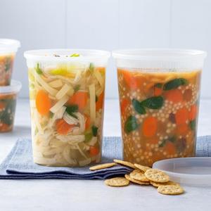 Food storage 32oz Clear- Plastic Food Storage Containers with Lids Microwave & Freezer Safe, BPA- Free, 24 Sets (Cups+Lids) Meal Prep & Soup Storage