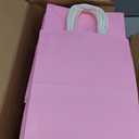 Toovip 100 Pack 8x4.75x10 Inch Medium Light Pink Kraft Paper Bags with Handles Bulk, Gift Wrap Bags for Favors Grocery Retail Party Birthday Shopping Business Goody Craft Merchandise Take Out Sacks