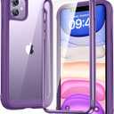 Diaclara Compatible with iPhone 11 Case, Full Body Rugged with Built-in Touch Sensitive Anti-Scratch Screen Protector, Soft TPU Bumper Case Clear Compatible with iPhone 11 6.1" (Purple and Clear)