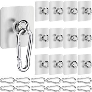 12 Pcs self Adhesive Ceiling Hooks Heavy Duty Wall Hangers Hooks Without Nails Practical Stainless Steel Waterproof for Hanging Plant Indoor Outdoor Kitchen Home Office