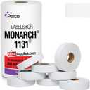 Perco White Pricing Labels for Monarch 1131 Price Gun - 1 Sleeve, 8 Rolls, 20,000 Price Marking Labels - with Ink Roll Included