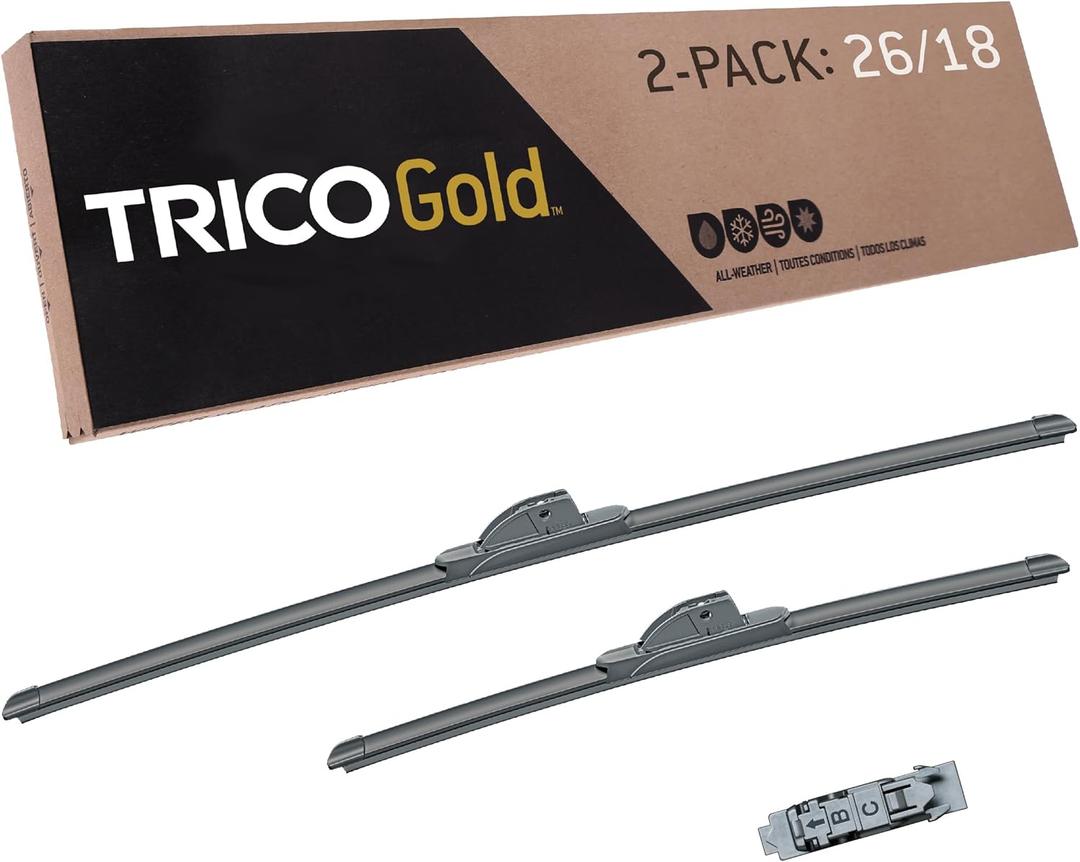 TRICO Gold (18-2618) 26 & 18 Inch Pack of 2 Automotive Replacement Windshield Wiper Blades for My Car Super Premium All Weather Beam Blade for Select Vehicle Models