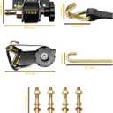 Ladder Rack Ratchet Straps with J-Hook (4 PCS), 1.4" Black Square Tube Mount, 1.5" Wide x 7.5' Long Black Retractable Ratchet Tie Down Strap Roof Rack, 500 lbs Load Heavy Duty, Cargo Buckle Lock Strap