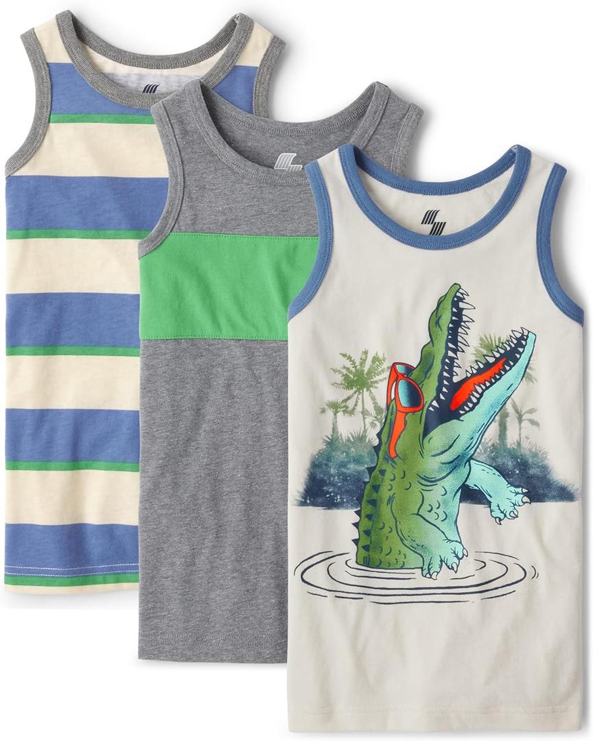 The Children's Place Boys' Assorted Sleeveless Tank Tops (Large, Gator 
3-Pack)