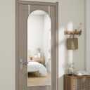 Arched Full Length Door Mirror 14x48, Metal Frame with Protective Film, No-Drilling Hanging or Wall Mount, Hooks & Hardware Included, Full Body Mirror for Bedroom, Dorm, White