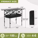4FT Folding Camping Table,Portable Roll-up Picnic Table with Carry Bag & Mesh Storage,Lightweight Camp Table for Camping,Picnic,Backyard,Party,Patio,BBQ