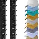 Jovisceros 2 Pack Hat Organizer for Baseball Caps Preserve Shape, No Squish! Wall Mounted Hat Rack with Strong Adhesive Holds 18 Hats, over the Door Organizer for Closet Bedroom (Black)