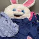 Morph Easter Bunny Costume Adult Rabbit Mascot Dungarees Suit for Easter Costumes Celebrations and Events (X-Large)