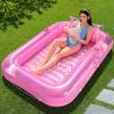 SLOOSH Inflatable Tanning Pool Lounger Float, 70" x 46" Pool Floats Adult with Pillow, 4 in 1 Suntan Tub Raft Floatie,Sunbathing Bed Lounge for Water Blow Up Kids Ball Pit Party Gifts, L-Pink
