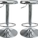 Adjustable Bar Stools Set of 2, Backless Swivel Round Counter & Bar Height Chairs, Modern Chrome Metal Frame Barstools for Kitchen Island, Dining Room, Home Bar, Chrome, 13.8*13.8*31.1
