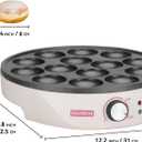 SugarWhisk Mini Pancakes Maker Machine with 14 Larger & Deeper Grooves, Electric Mini Pancake Pan, Aebleskiver Pan, Ebelskiver Pan, Browning Controllable, White