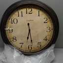 Crosstime 24 Inch Wall Clock Battery Operated Silent Round Vintage Large Wall Clocks for Living Room Farmhouse Decor, Black-Brown