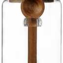 ANSQU 34oz Glass Jar with Wooden Lid & Spoon, Food Storage Containers Coffee Jar Coffee Grounds Container, Food Storage Canister, Kitchen Pantry Storage Container