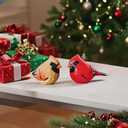 Handmade Wood Cardinal Figurines Set of 2-3.7" Carved Red Bird Statues, Male & Female Cardinals for Home Decor, Christmas Decorations, Memorial & Bird Lover Gifts