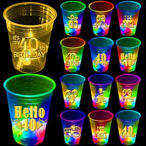 mishunyus 40th Birthday Party Cups 24 Pack - Plastic Drinking Cups with Gold Foil Prints, Table Decorations Centerpiece Supplies for 40 Year Old Anniversary (16 oz)
