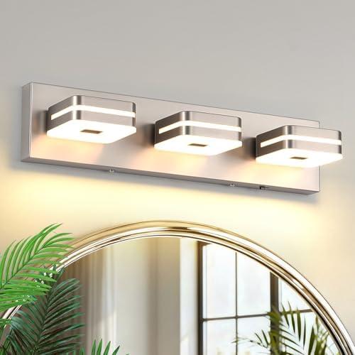7Degobii 3 Light Bathroom Vanity Light, Brushed Nickel Vanity Light Fixture Over Mirror, Dimmable 5CCT LED, Modern Wall Sconce for Bathroom, Farmhouse Vanity Lights for Mirror, Indoor Use