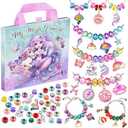 Girls Charm Bracelet Making Kit: Mermaid Jewelry Supplies Make Set Charm Bracelets Kits DIY Art Craft Set Girl Toys Age 5 6 7 8 9 10 11 12 Year Old Girl Little Children Creative Birthday Gifts for Kid